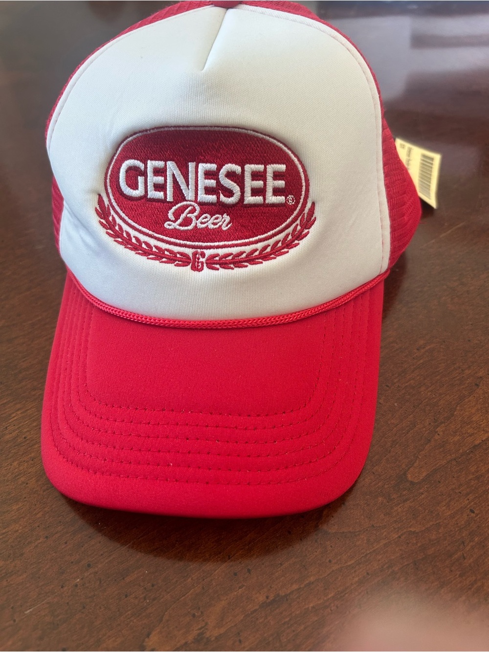 Unbranded Red Mesh-Back Trucker Hat with Adjustable Snap Closure